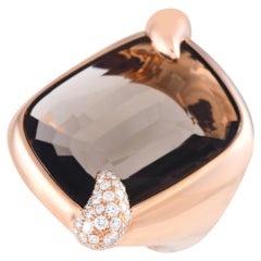 Pomellato Ritratto 18K Rose Gold 0.53ct Diamond and Smoky Quartz Ring