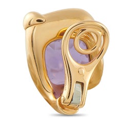 Pomellato Ritratto Boucles d'oreilles à pince en or jaune 18K avec diamants et améthyste
