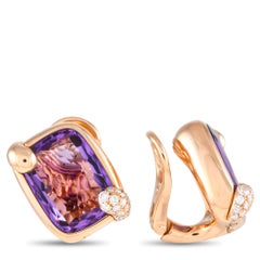 Pomellato Ritratto 18K Yellow Gold Diamond and Amethyst Earrings PO23-102124
