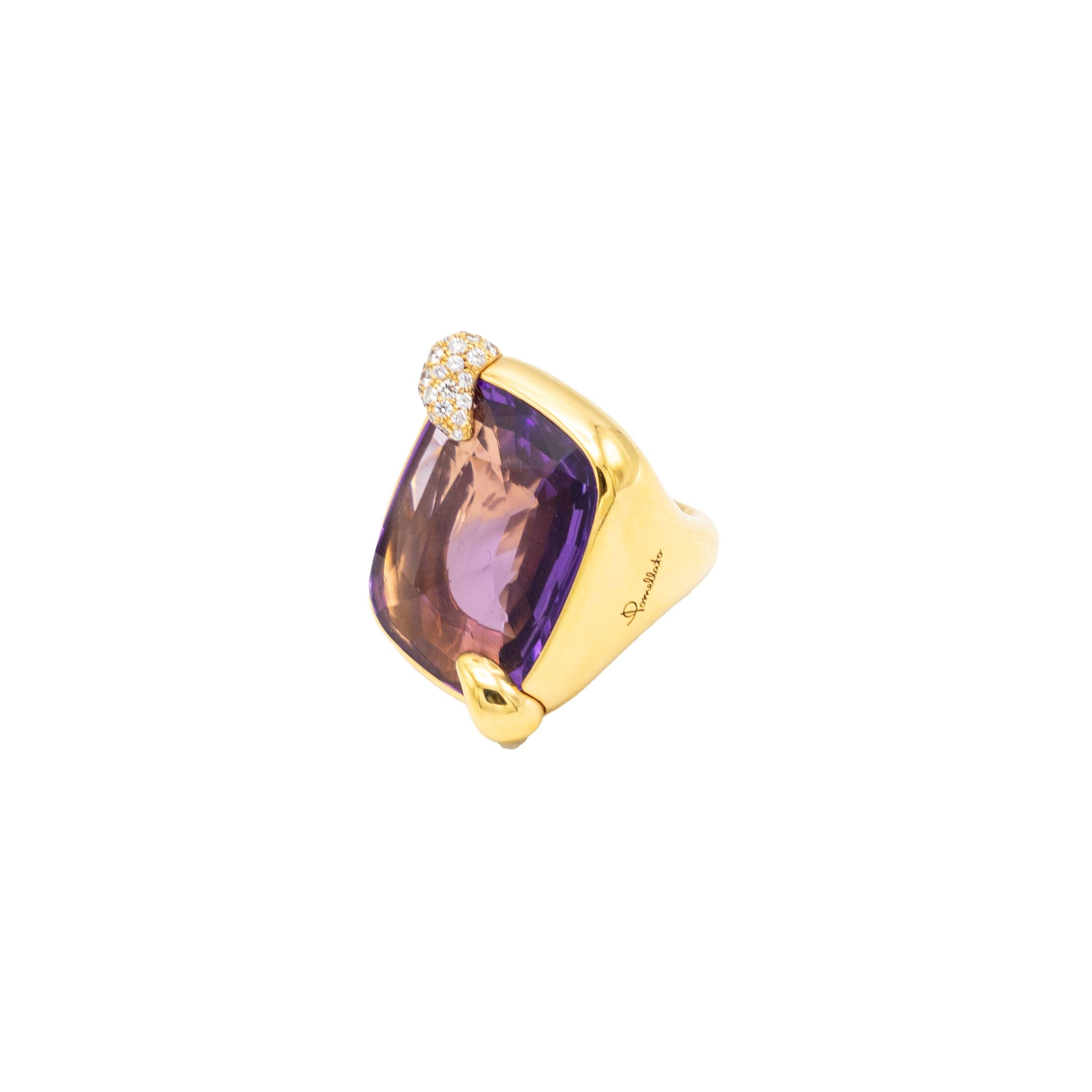 Anello Pomellato Ritratto in oro rosa con ametista - anni '10 In condizioni ottime in vendita a Milano, IT
