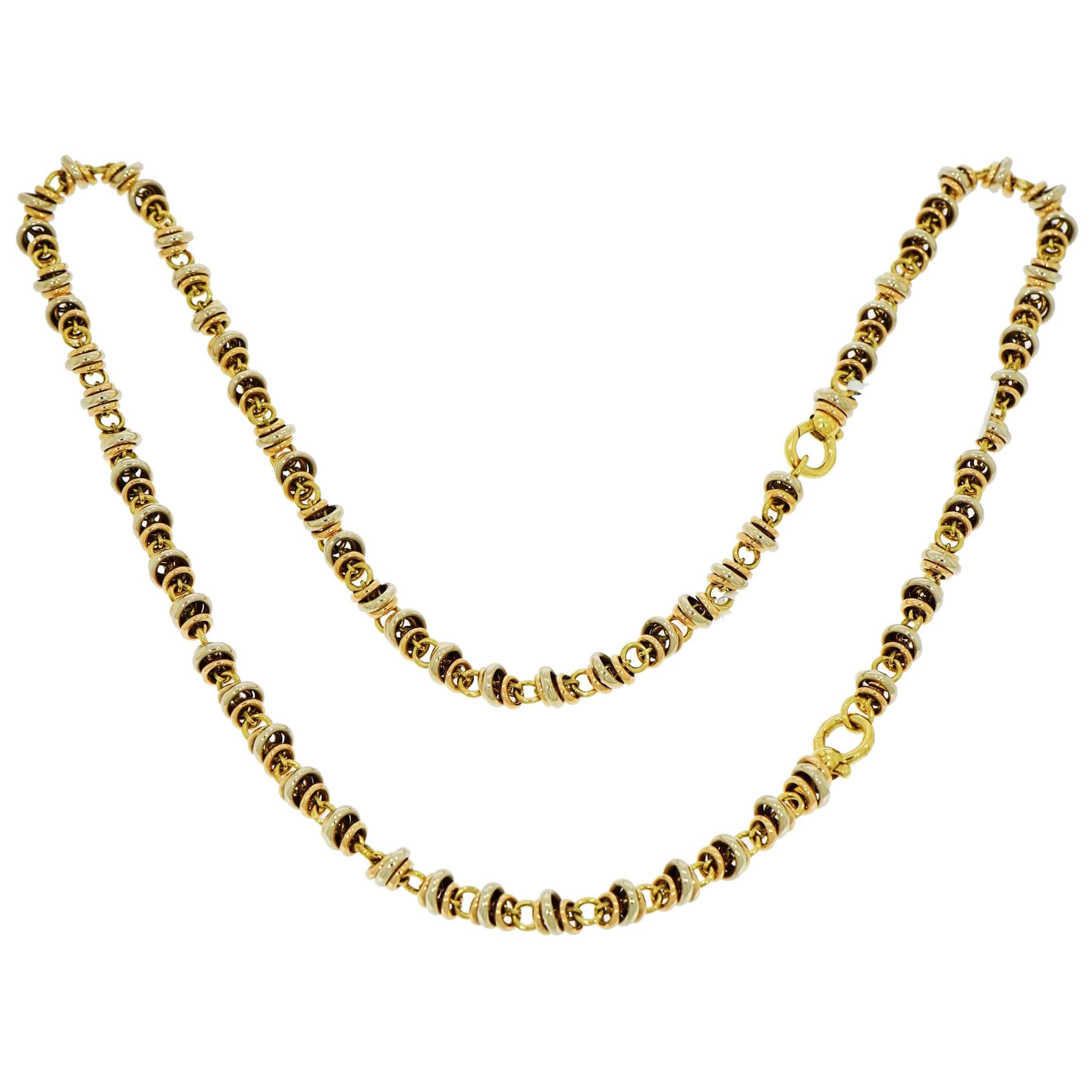 Pomellato "Rondelle" Tri-Color Gold Necklace/Bracelet Set