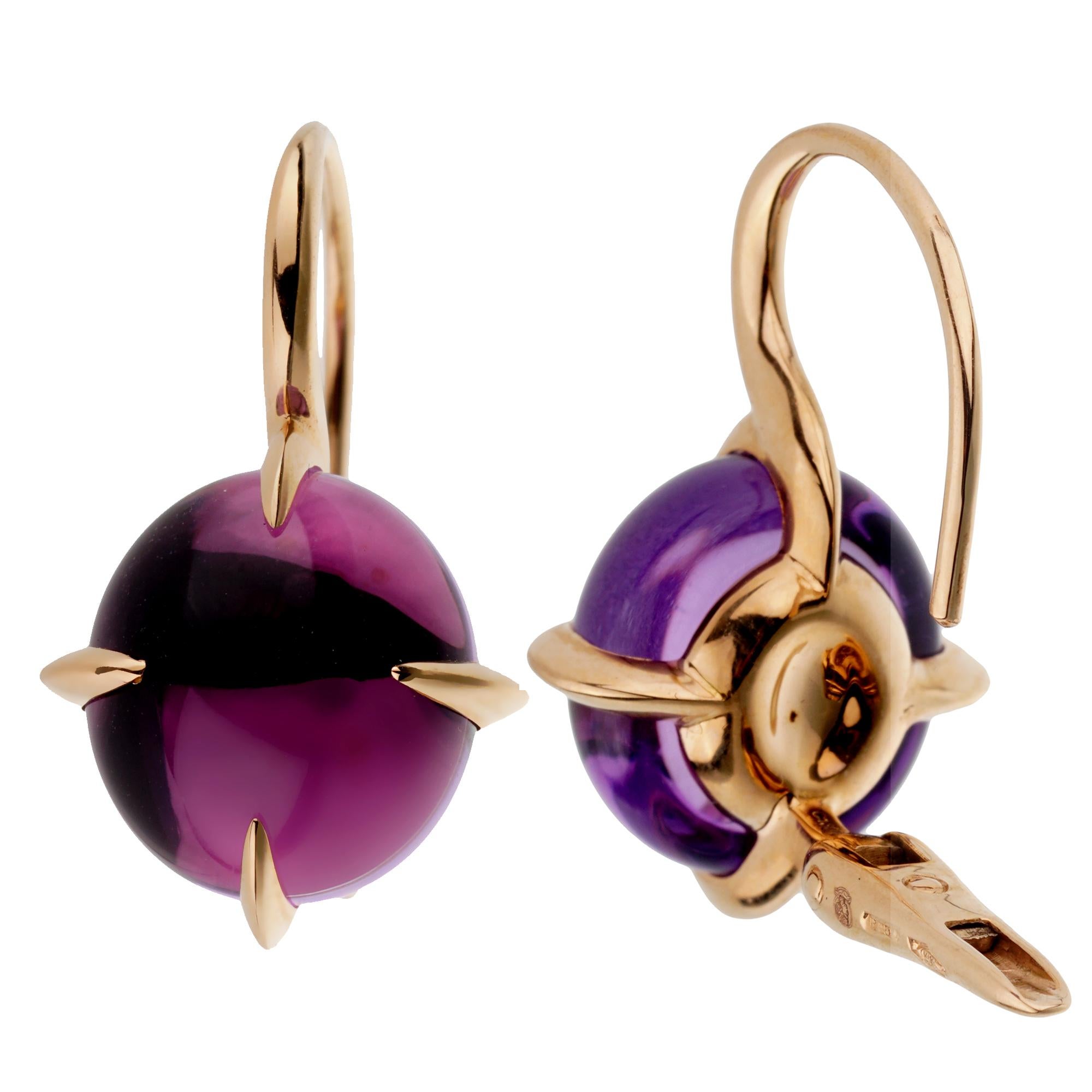 Cabochon Pomellato Rose Gold 16.60ct Amethyst Drop Earrings For Sale