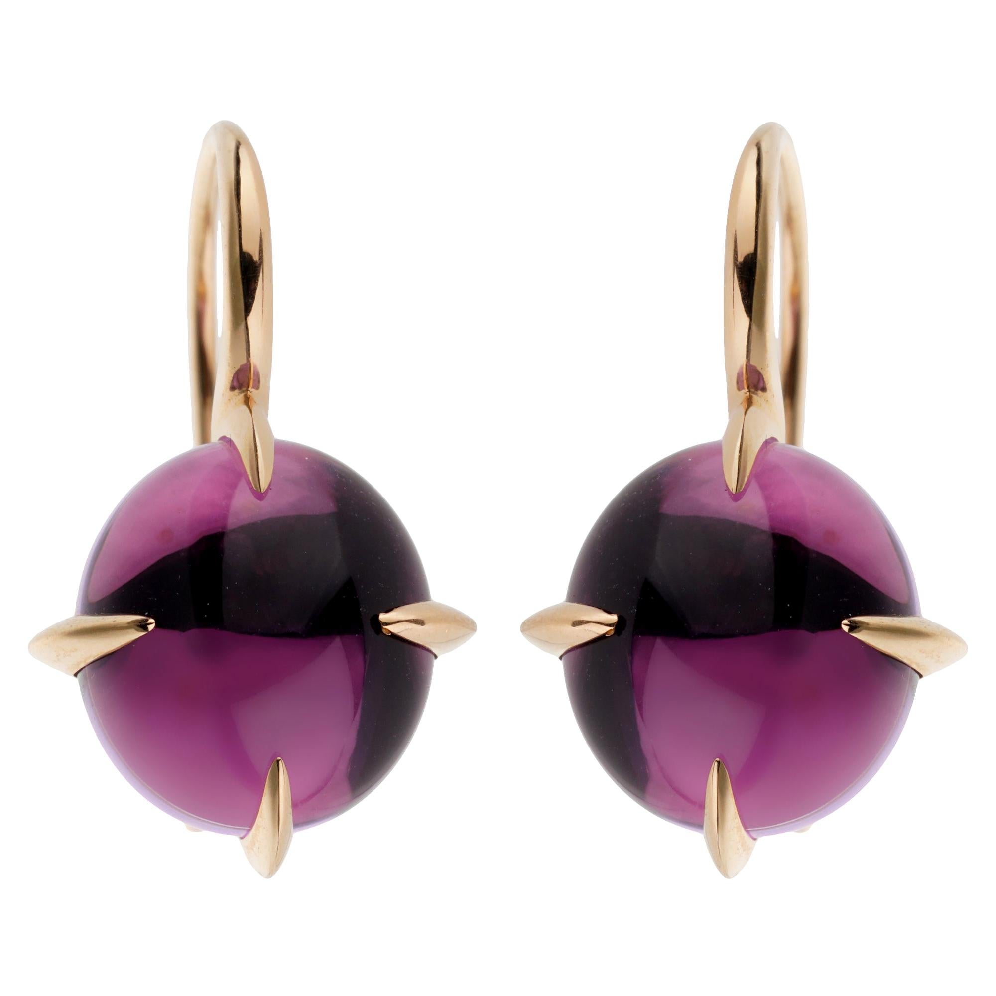 Pomellato Rose Gold 16.60ct Amethyst Drop Earrings For Sale