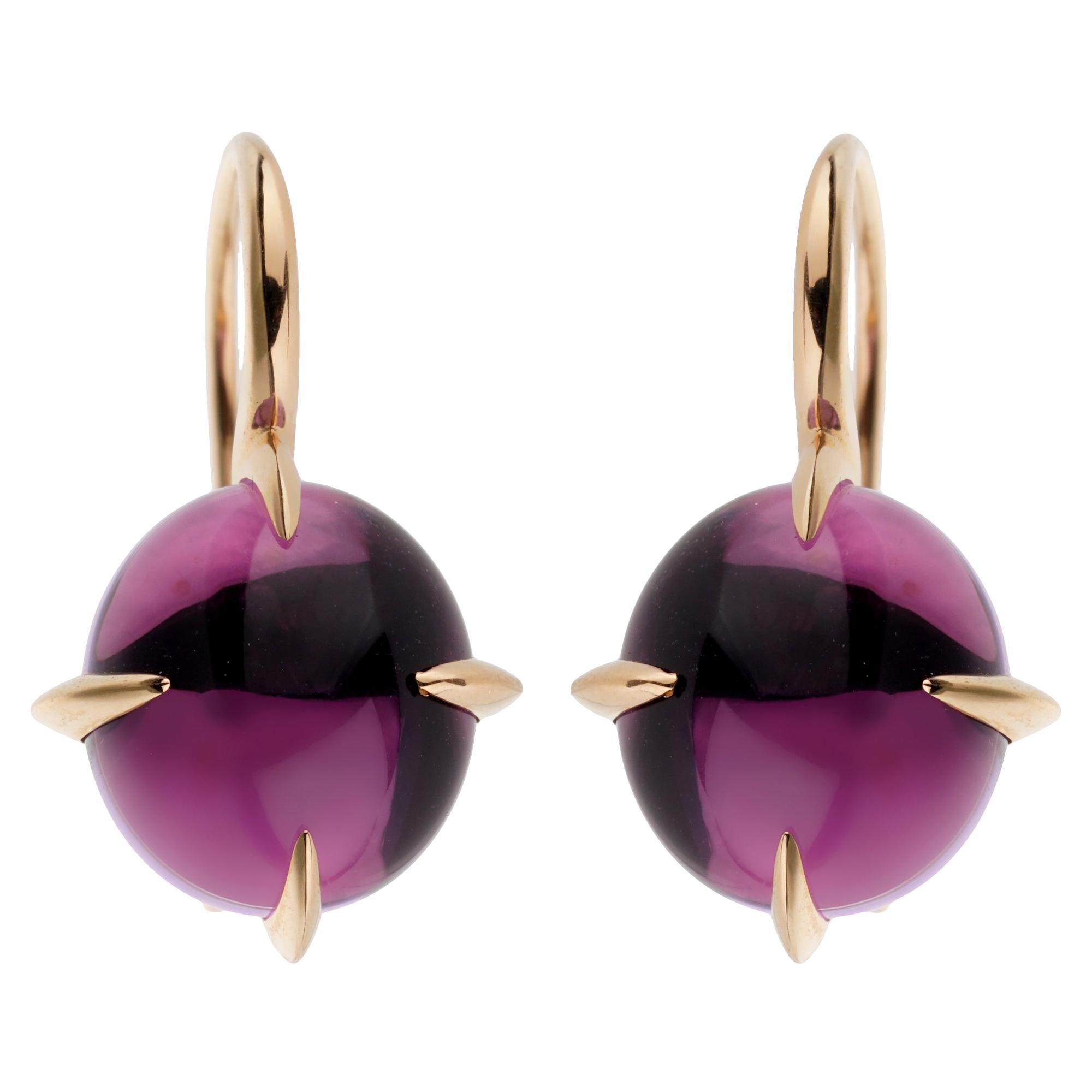 Pomellato Rose Gold 16.60ct Amethyst Drop Earrings For Sale at 1stDibs
