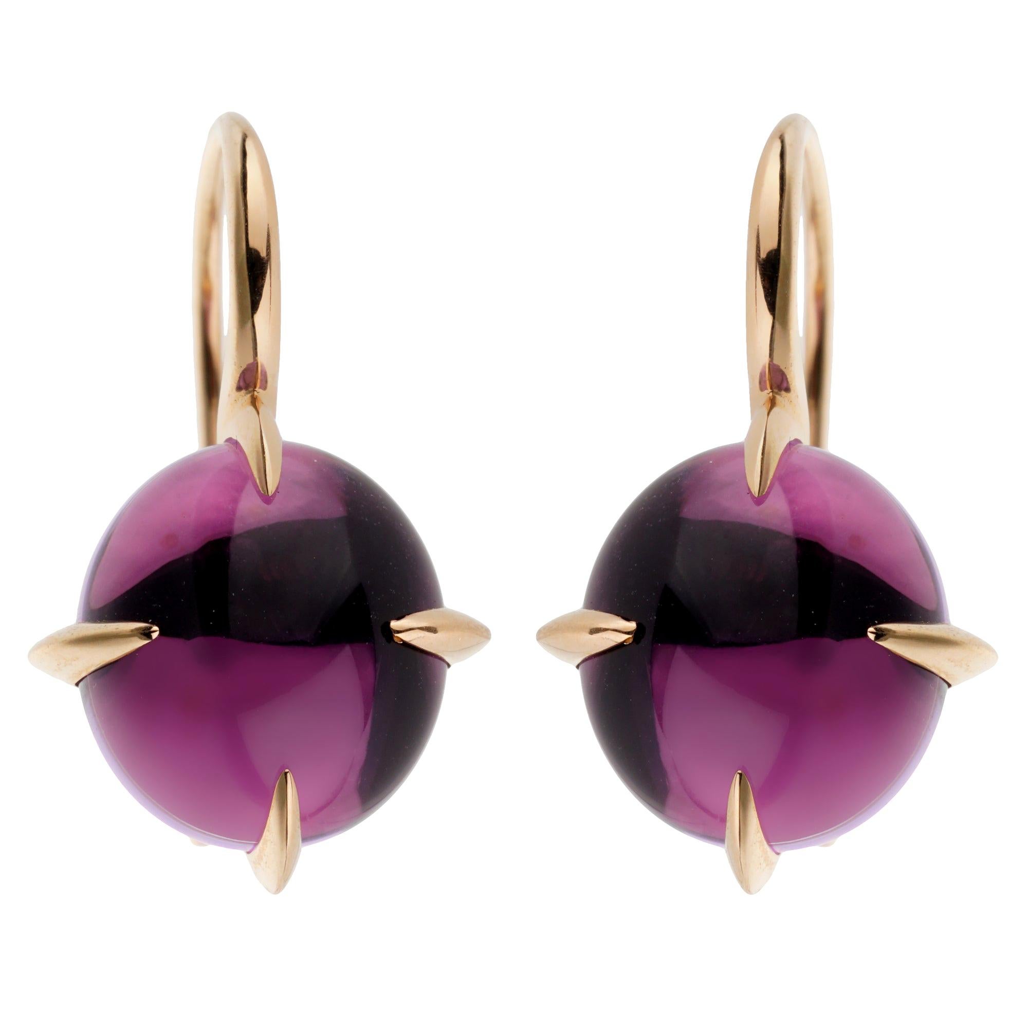 Pomellato Rose Gold 16.60ct Amethyst Drop Earrings