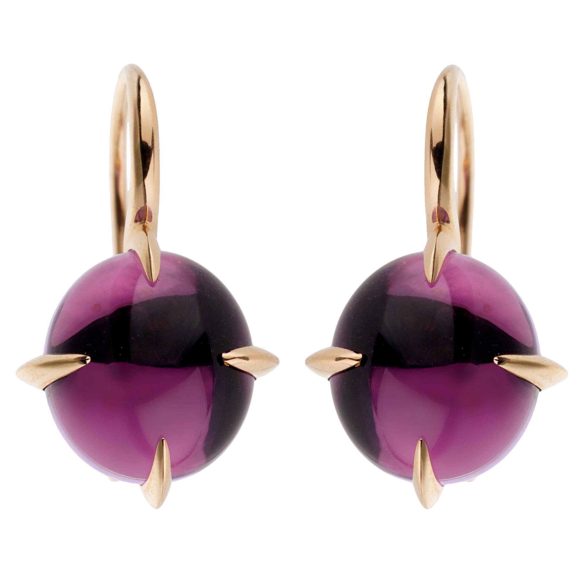 Pomellato Rose Gold 16.60ct Amethyst Drop Earrings For Sale