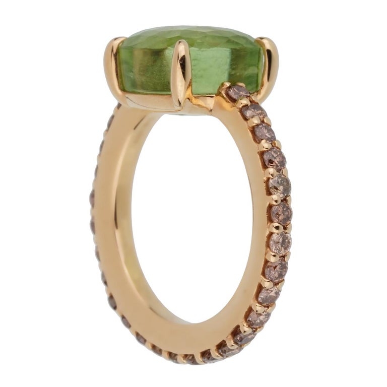 Pomellato Rose Gold 3 Carat Peridot Champagne Diamond Ring For Sale at 1stDibs 3 carat