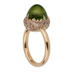 Pomellato Rose Gold 8 Carat Peridot Diamond Cocktail Ring