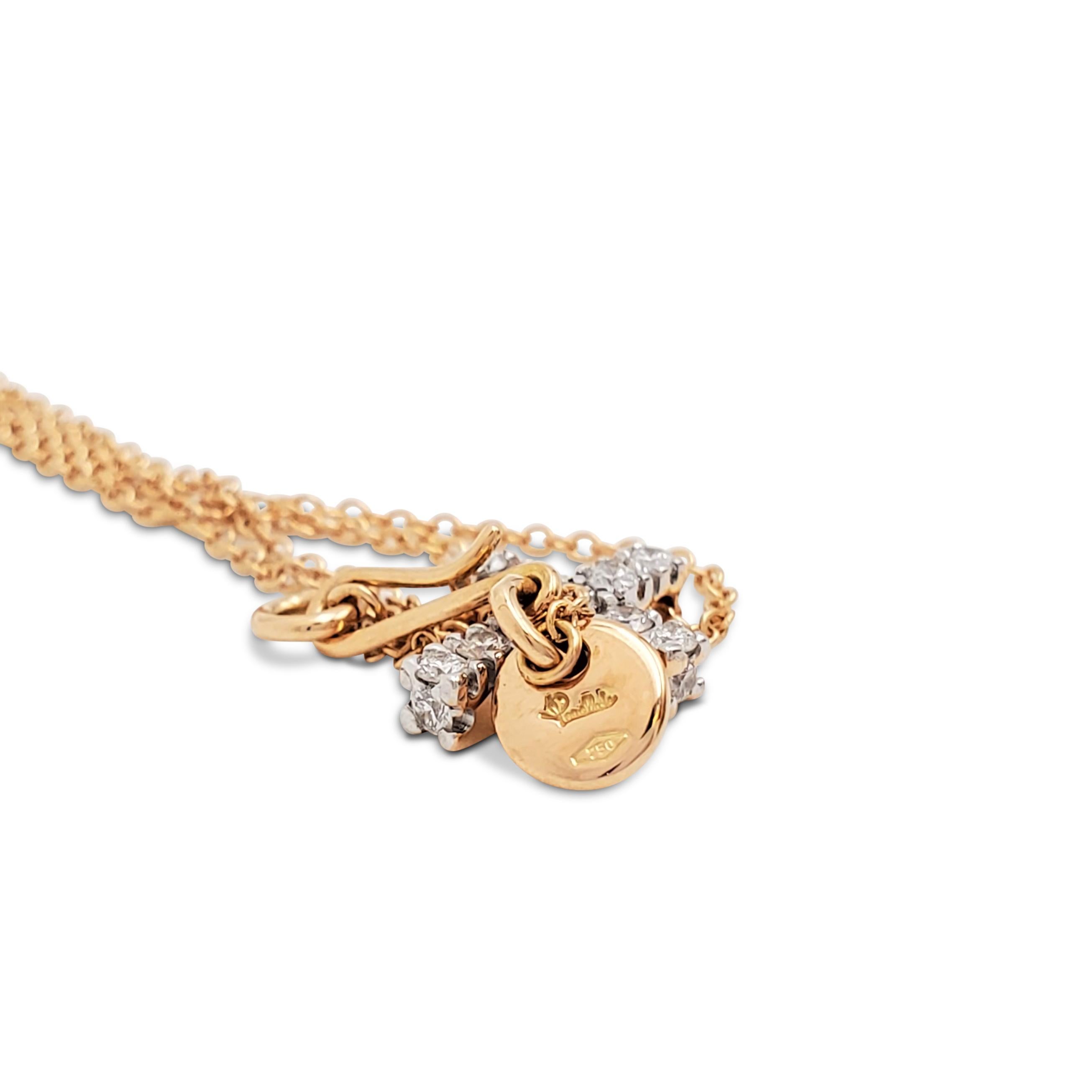 Round Cut Pomellato Rose Gold and Diamond Cross Pendant Necklace