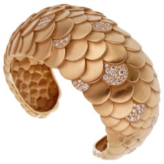 Pomellato Rose Gold Diamond Cuff Bangle Bracelet