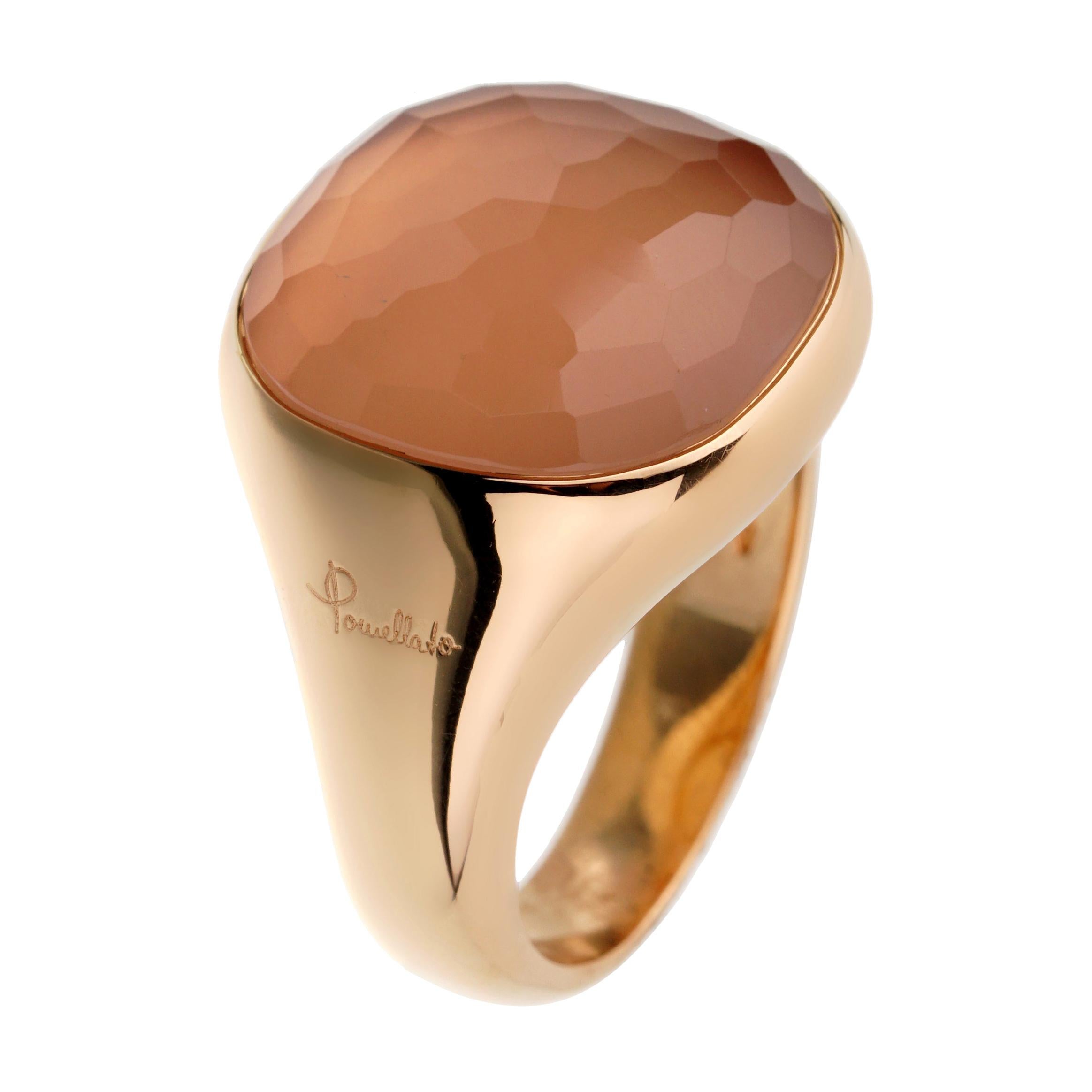 Pomellato Rose Gold Pink Quartz Cocktail Ring For Sale