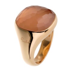 Vintage Pomellato Rose Gold Pink Quartz Cocktail Ring