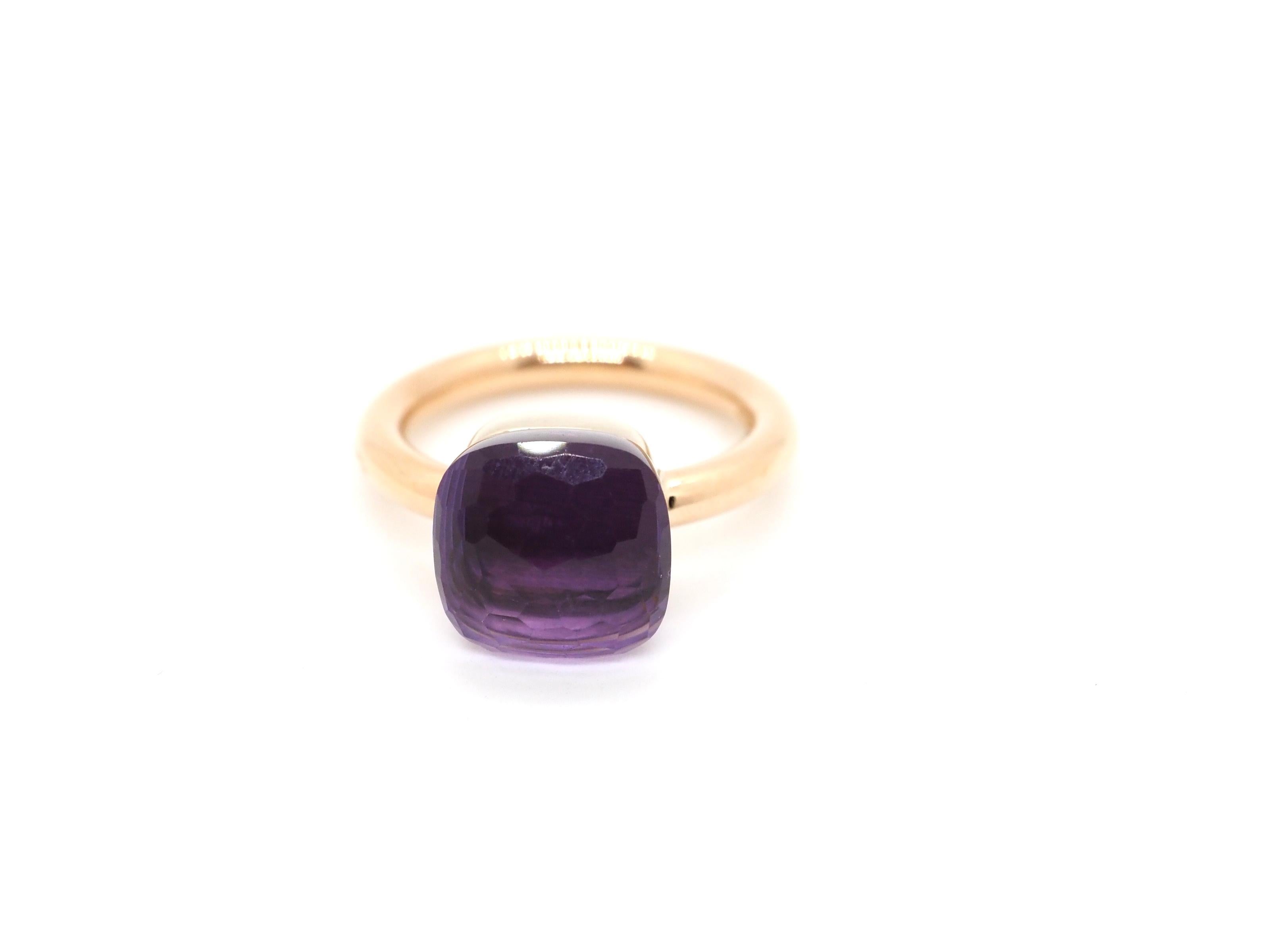 Women's or Men's Pomellato Rose Gold Ring Nudo Classic Amethyst For Sale