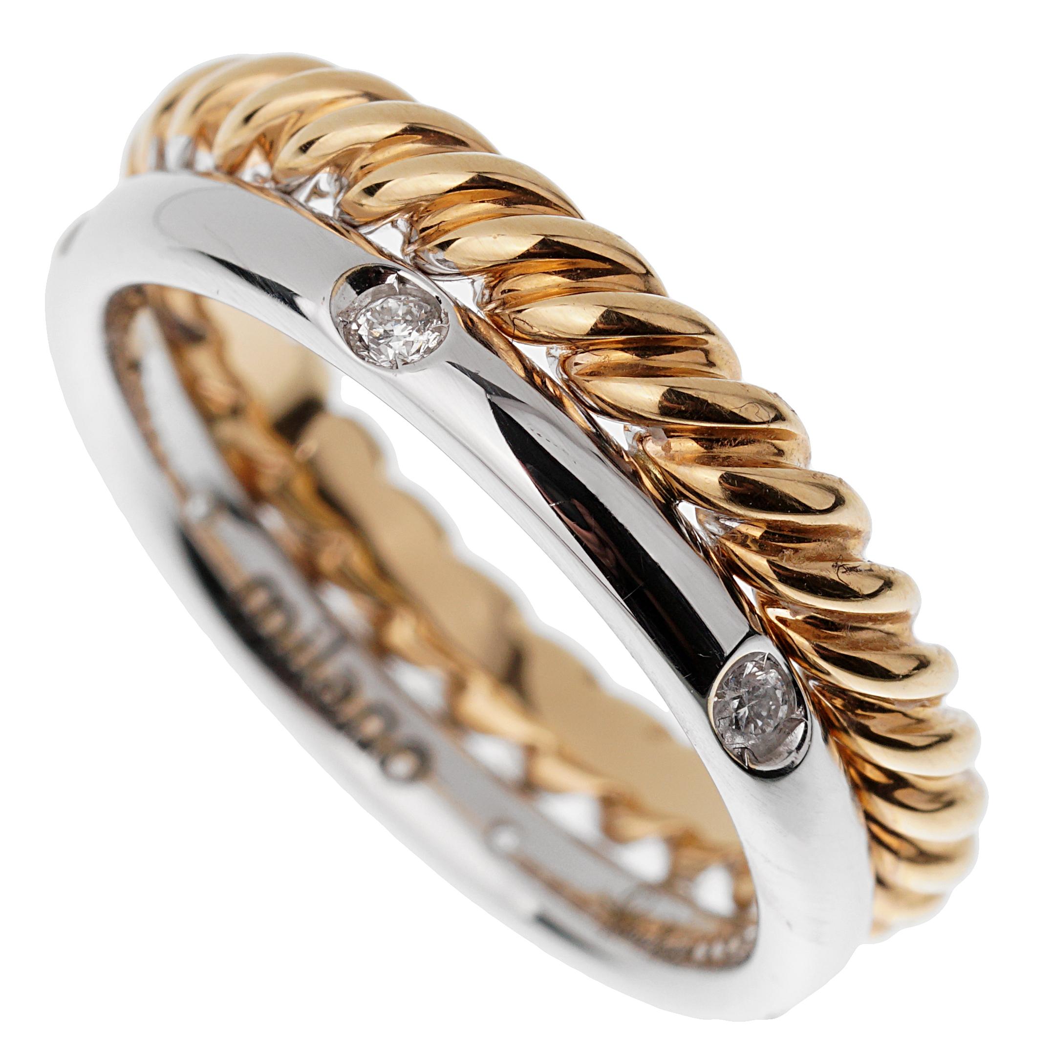 Pomellato Rose Gold Woven Diamond White Gold Ring For Sale