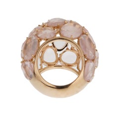 Pomellato Rosenquarz 18k Rose Gold Cocktail Kuppel Bombe Ring Sz 6 1/2