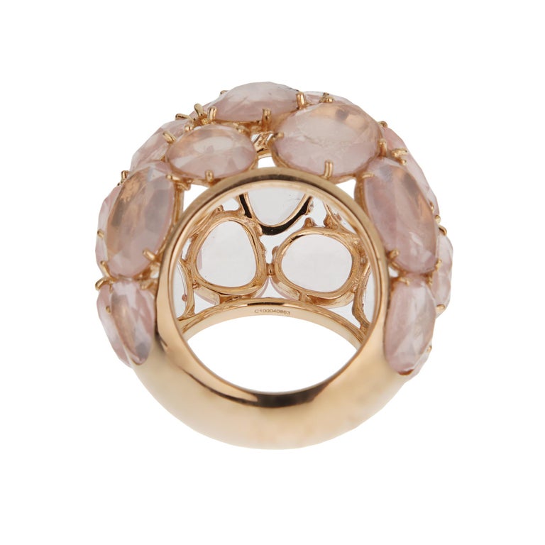 Pomellato Rose Quartz 18k Rose Gold Cocktail Dome Bombe Ring Sz 6 1/2 photo 3