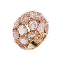 Pomellato Rose Quartz 18k Rose Gold Cocktail Dome Bombe Ring Sz 6 1/2