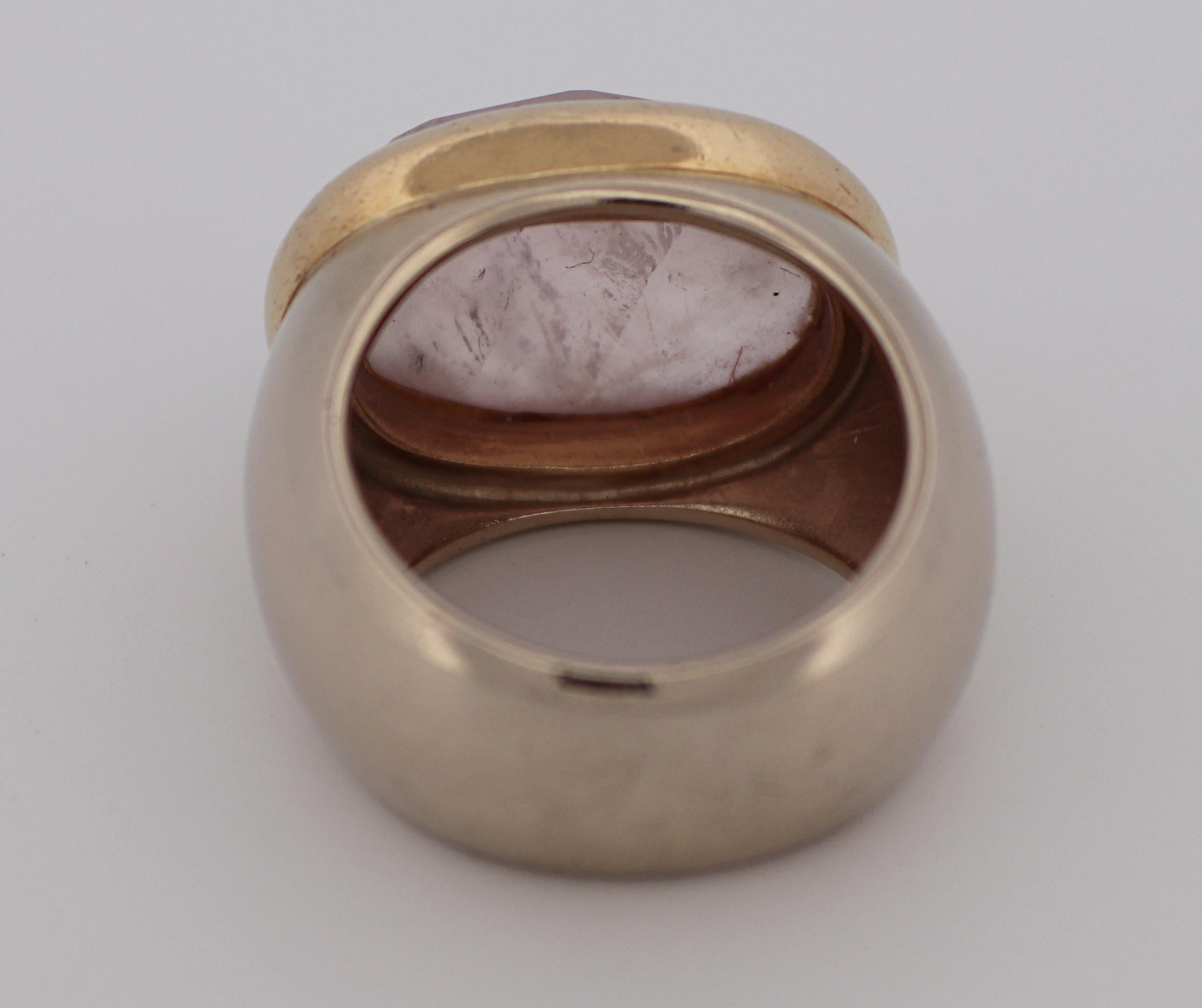 Pomellato Rose Quartz 18K Yellow Gold Ring For Sale 2
