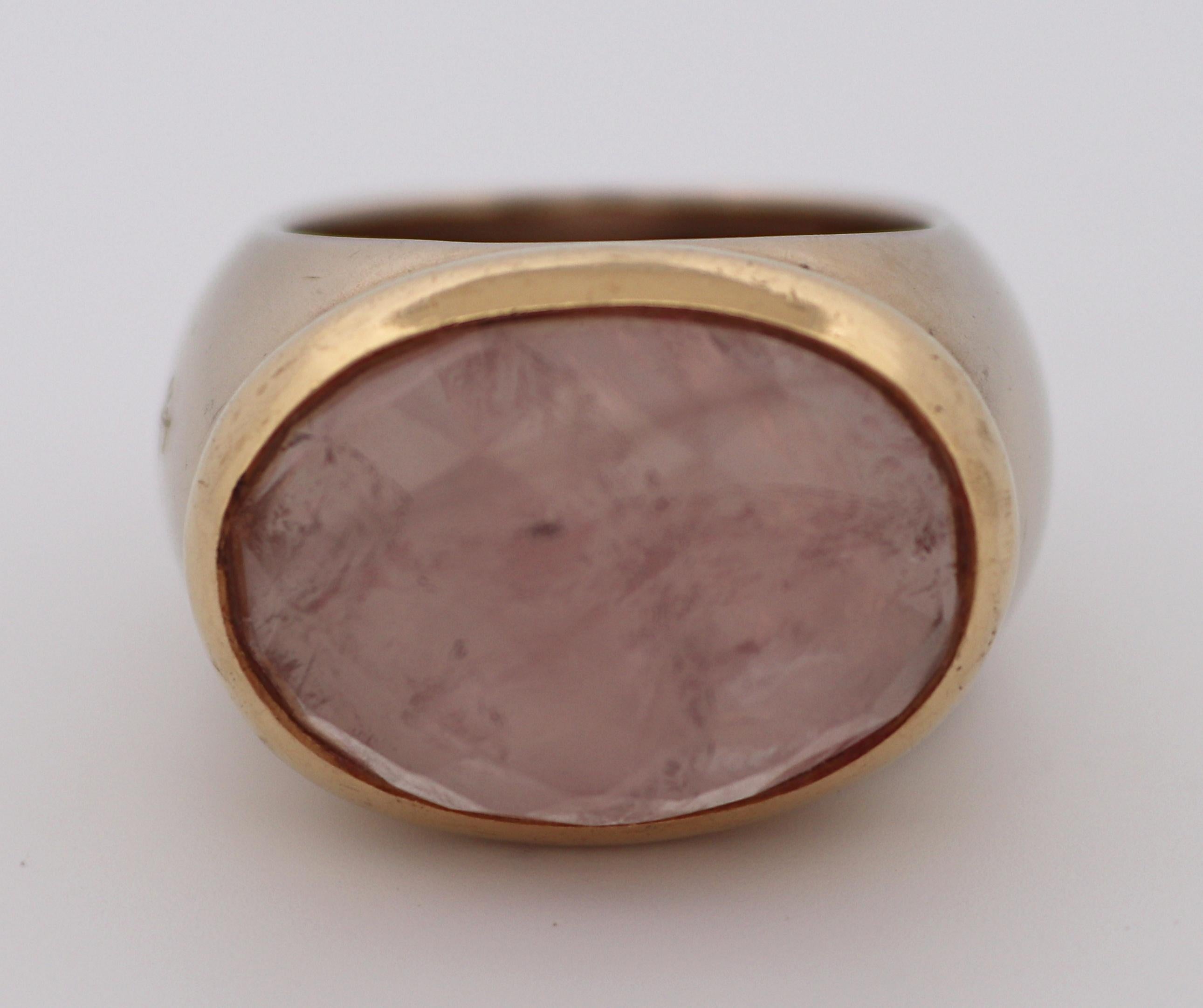 Pomellato Rose Quartz 18K Yellow Gold Ring For Sale 3