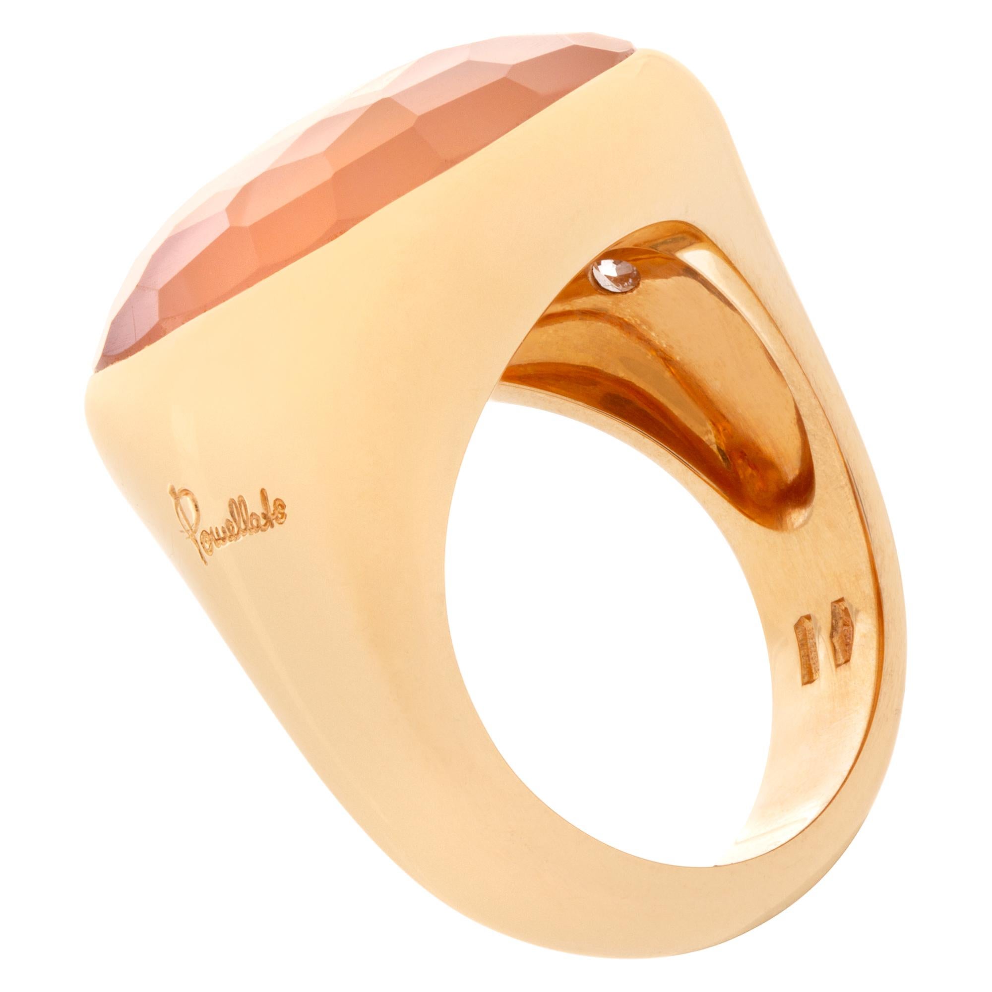 Pomellato Rose Quartz Ring with 2 Diamonds in 18k Rose Gold 1