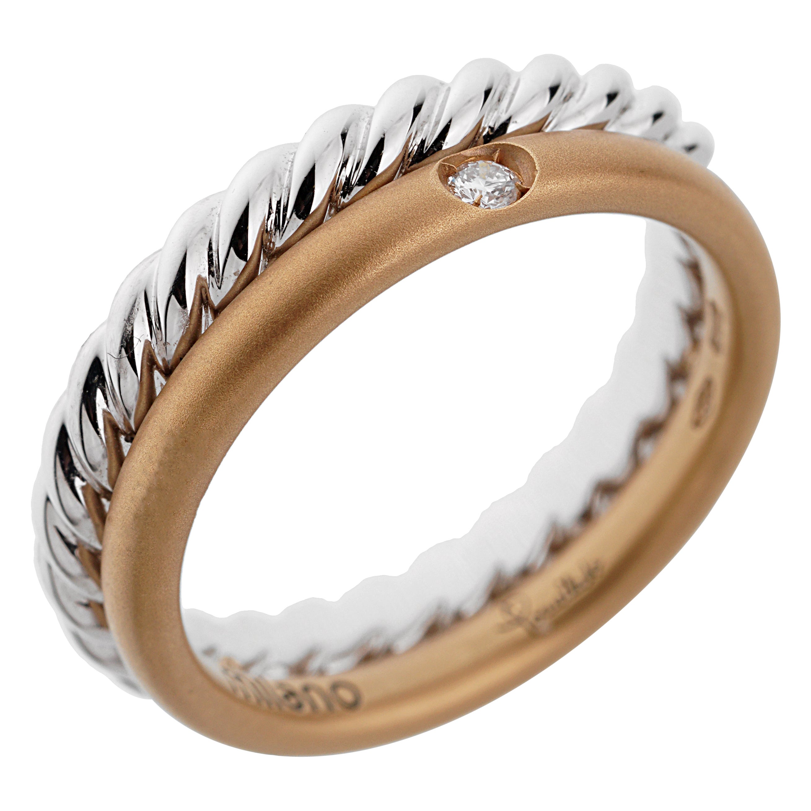 Anillo Pomellato Rosa de Oro Blanco con Diamantes Apilados