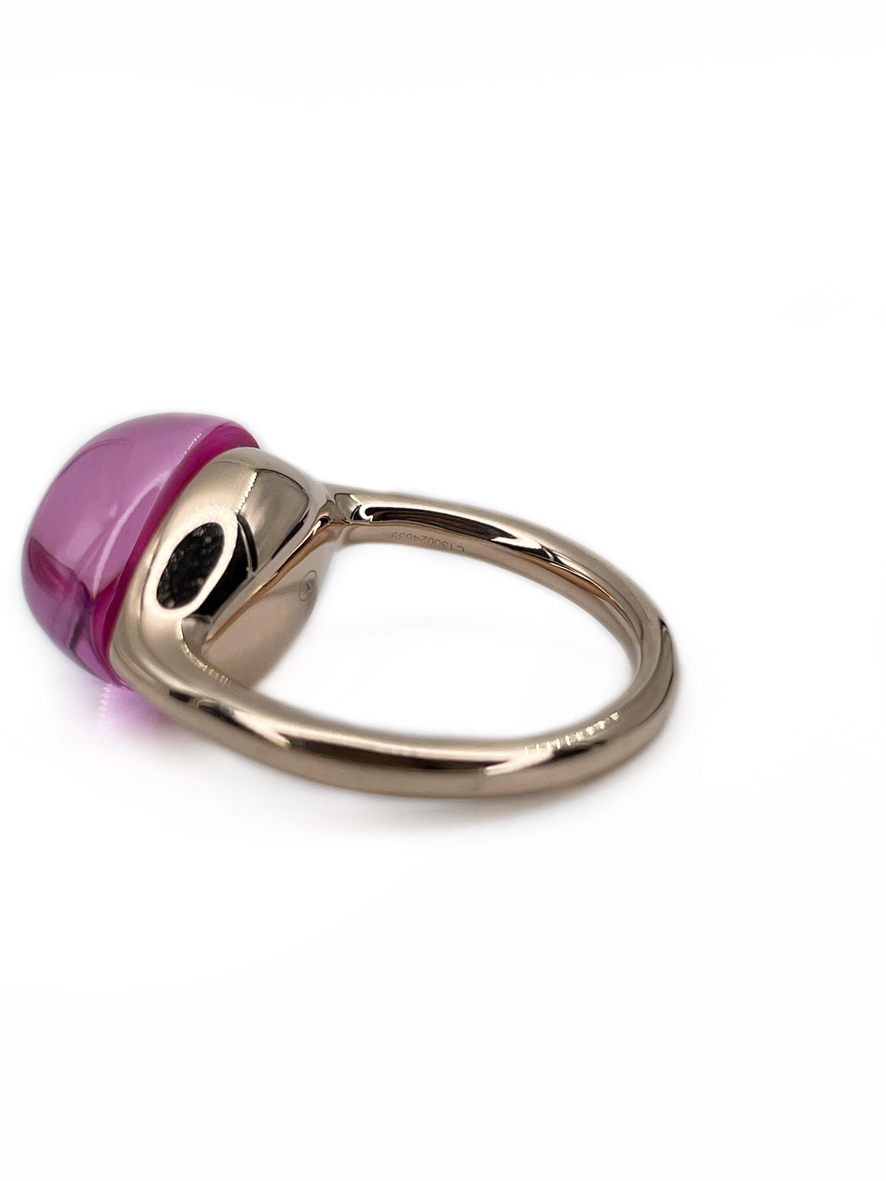 Women's Pomellato “Rouge Passion” 9 Karat Gold Pink Cabochon Cut Sapphire Cocktail Ring