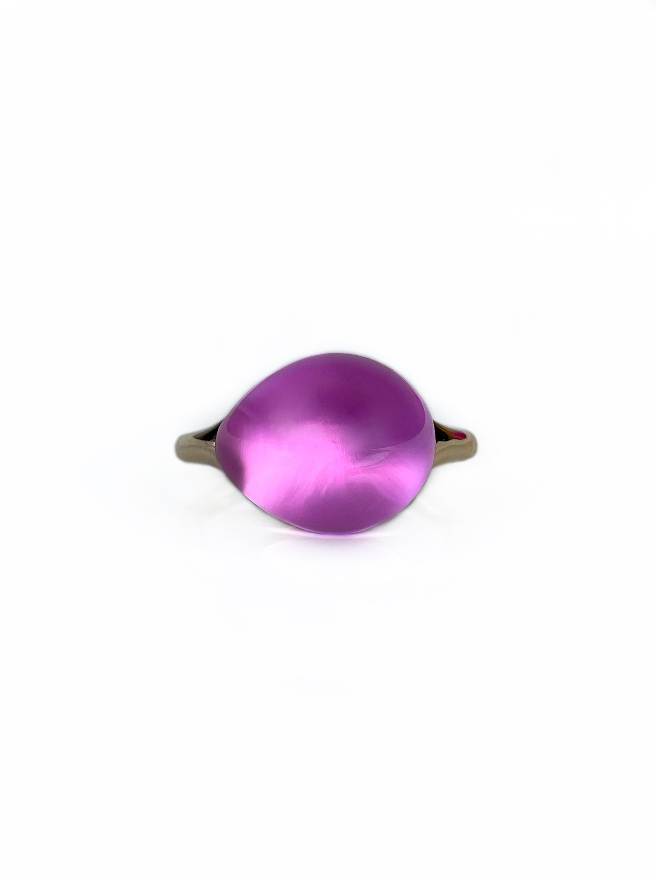 Pomellato “Rouge Passion” 9 Karat Gold Pink Cabochon Cut Sapphire Cocktail Ring 1