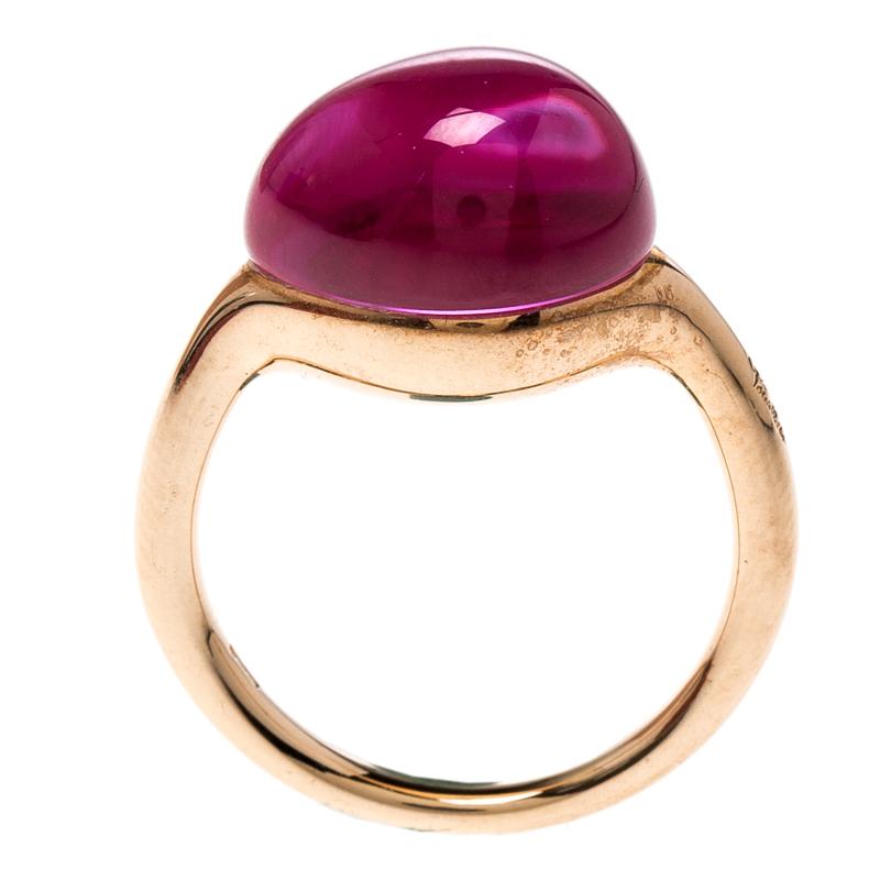 Pomellato Rouge Passion Synthetic Pink Sappire & 9K Rose Gold Ring Size 48 In Good Condition In Dubai, Al Qouz 2