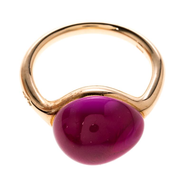 Women's Pomellato Rouge Passion Synthetic Pink Sappire & 9K Rose Gold Ring Size 48