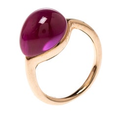 Pomellato Rouge Passion Synthetic Pink Sappire & 9K Rose Gold Ring Size 48