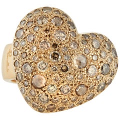 Pomellato Sabbia 18 Karat Yellow Gold Brown Diamonds Heart Ring