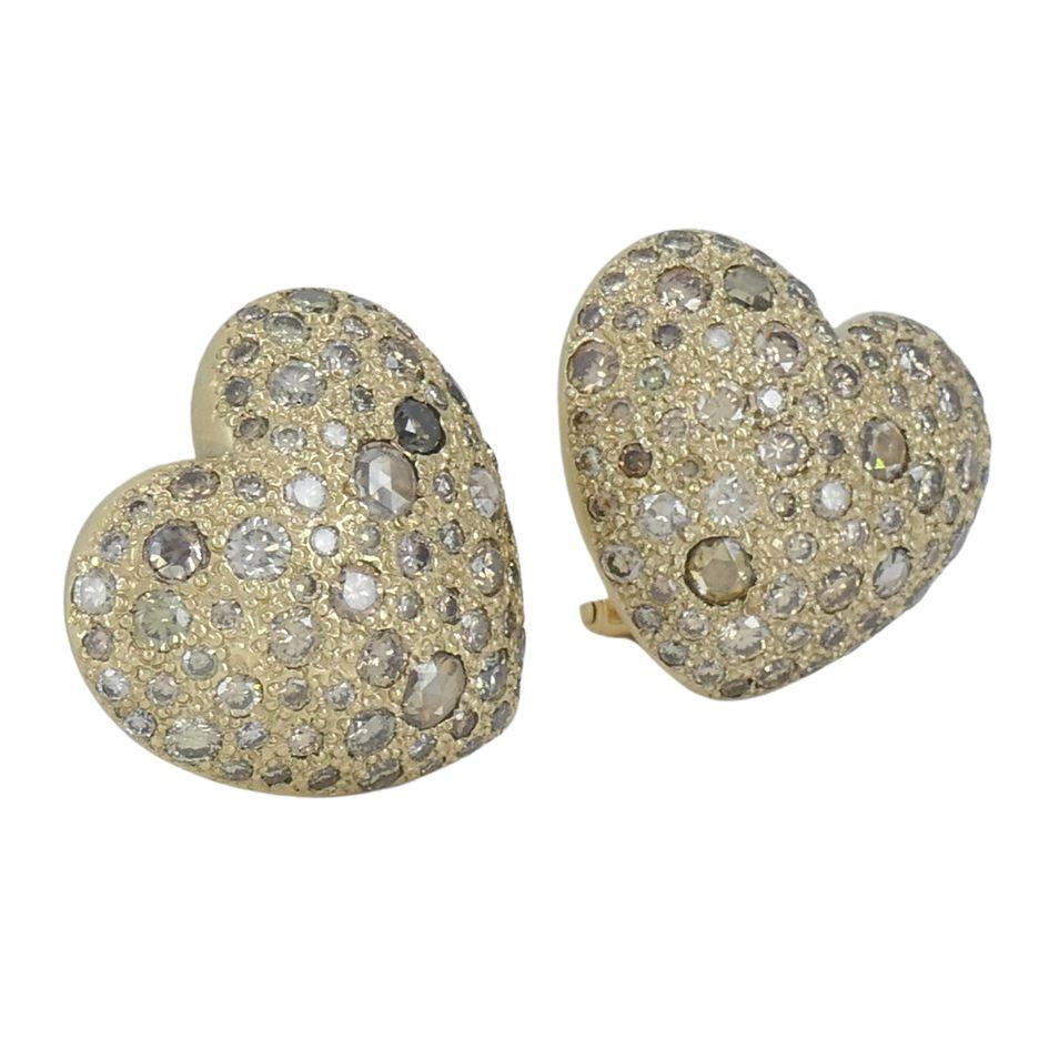 Pomellato Sabbia 18k Gold Diamond Heart Clip Earrings im Zustand „Hervorragend“ im Angebot in Beverly Hills, CA