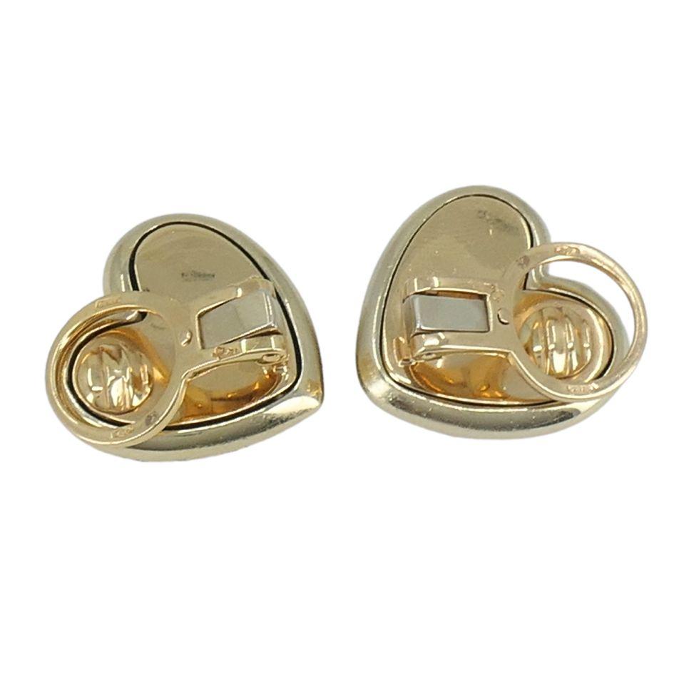 Pomellato Sabbia 18k Gold Diamond Heart Clip Earrings im Angebot 3