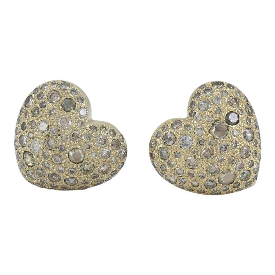 Pomellato Sabbia 18k Gold Diamond Heart Clip Earrings im Angebot 4
