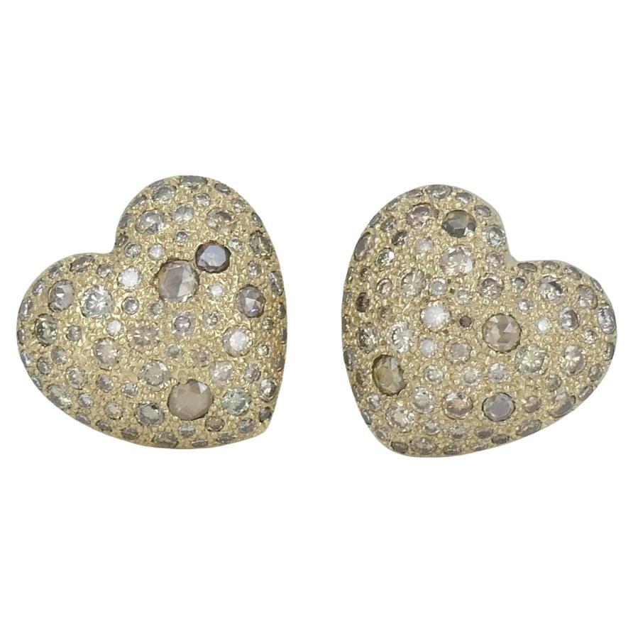 Pomellato Sabbia 18k Gold Diamond Heart Clip Earrings im Angebot