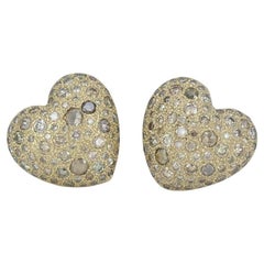 Pomellato Sabbia Boucles d'oreilles clip en or 18k avec diamants en forme de coeur