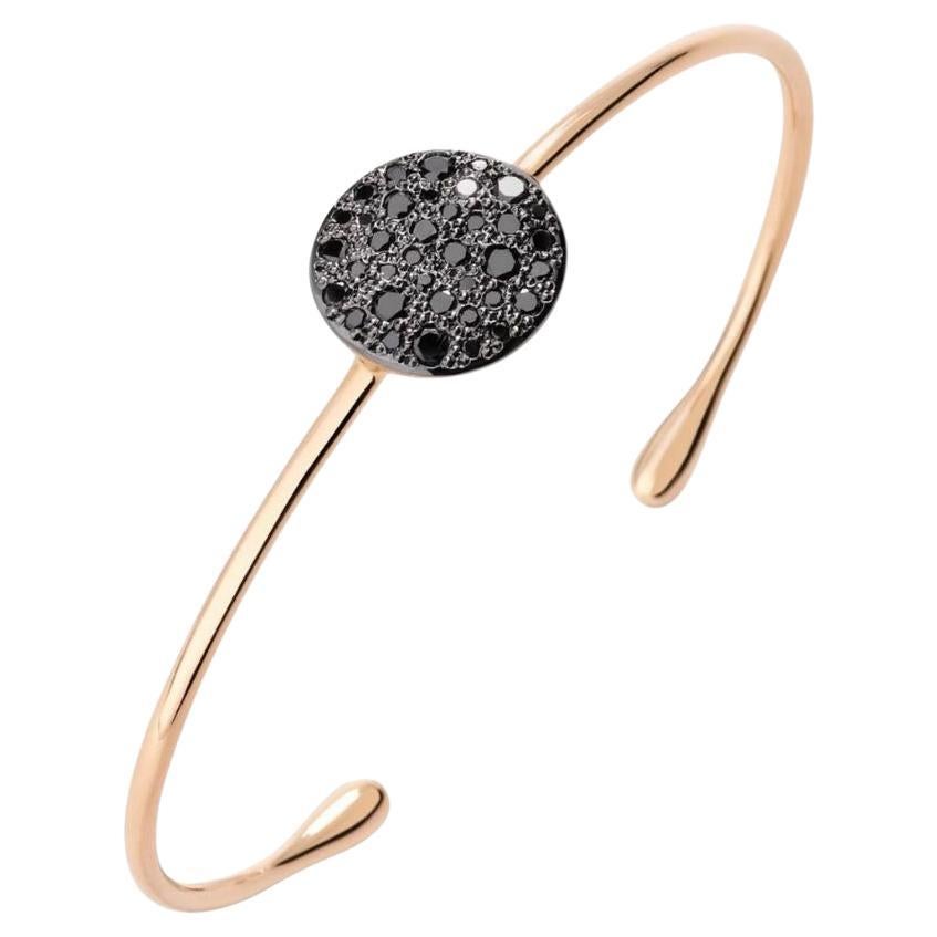 Pomellato Sabbia 18K Rose Gold Black Diamond Bangle Bracelet, Size Large For Sale