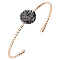 Pomellato Sabbia 18K Rose Gold Black Diamond Bangle Bracelet, Size Large