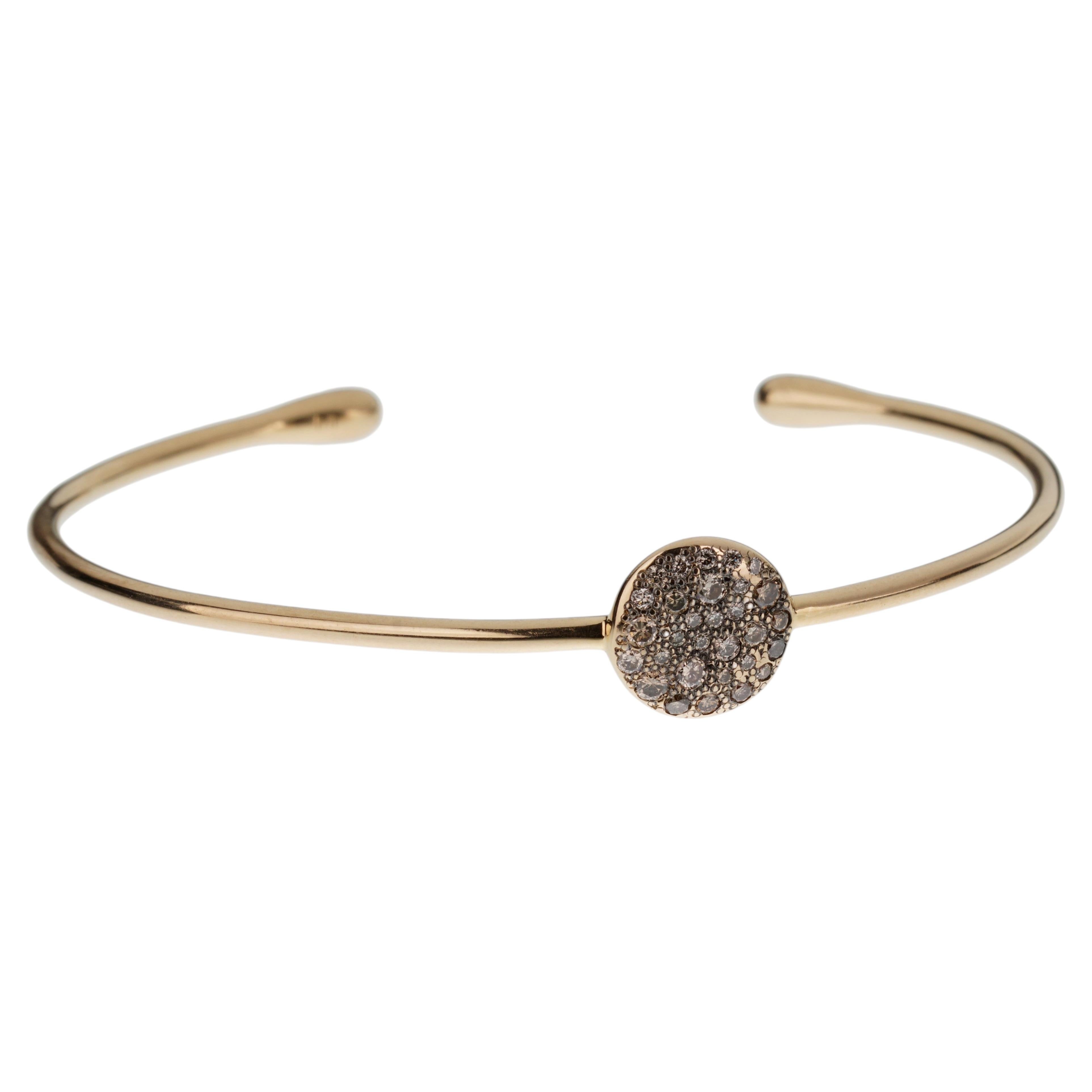 Pomellato Sabbia Bracciale Bangle in oro rosa 18k con diamanti marroni