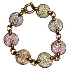 Pomellato Sabbia 18K Rose Gold Multicolored Sapphire Diamond Bracelet 8”