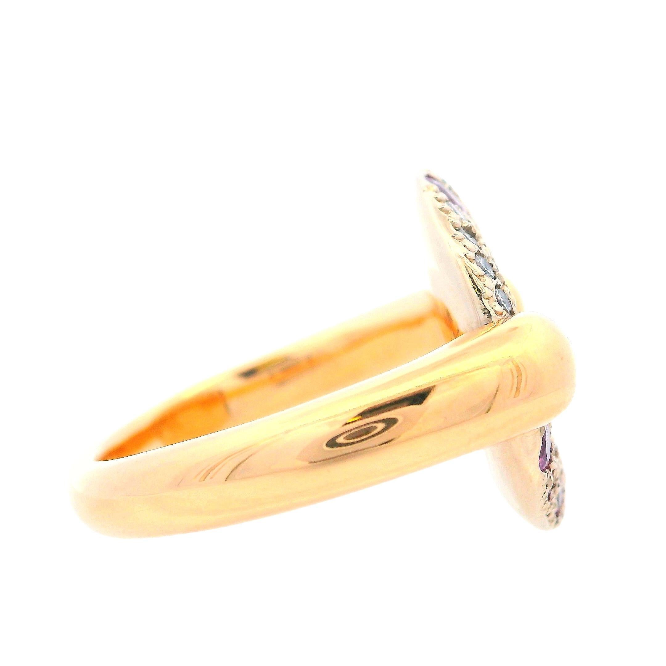 Pomellato Sabbia 18kt Yellow Gold Ring with Sapphires and Diamonds In Excellent Condition In Aventura, FL