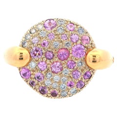 Pomellato Sabbia Ring aus 18 Karat Gelbgold mit Saphiren und Diamanten