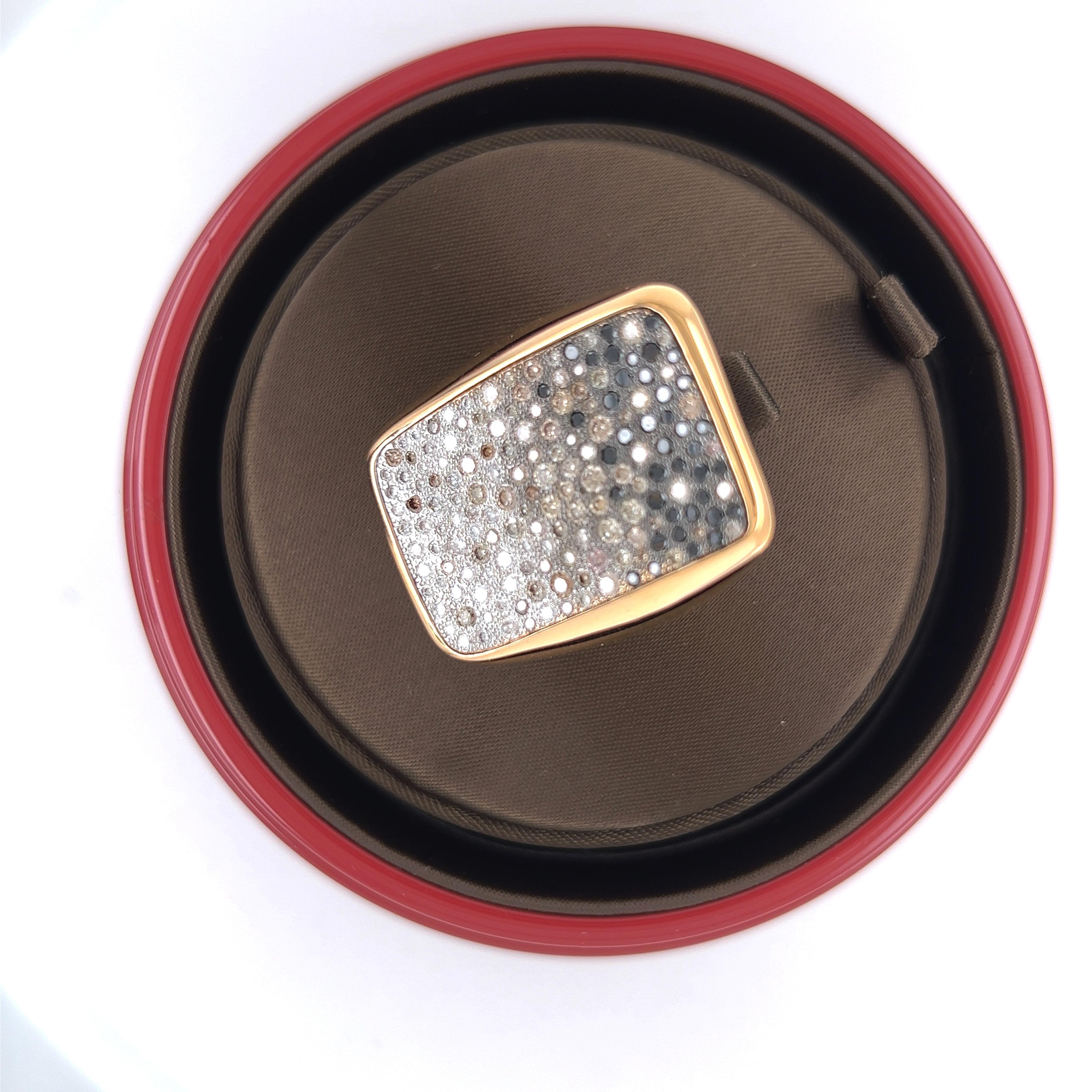 Pomellato Sabbia Dégradé Diamond Rose Gold Rectangular Shaped Cocktail Ring In New Condition For Sale In Valenza, IT