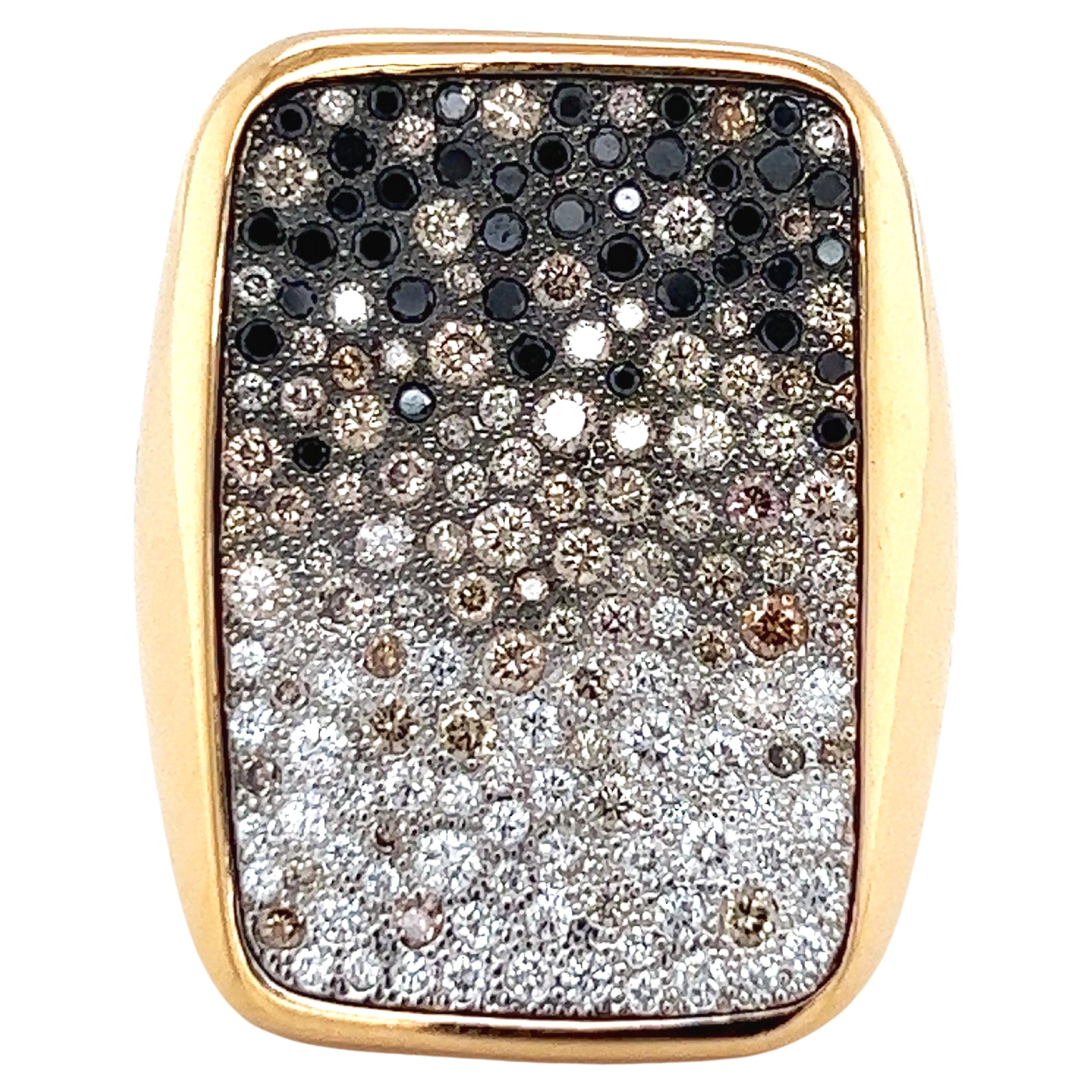 Pomellato Sabbia Dégradé Anillo de cóctel de oro rosa con forma rectangular y diamantes en venta
