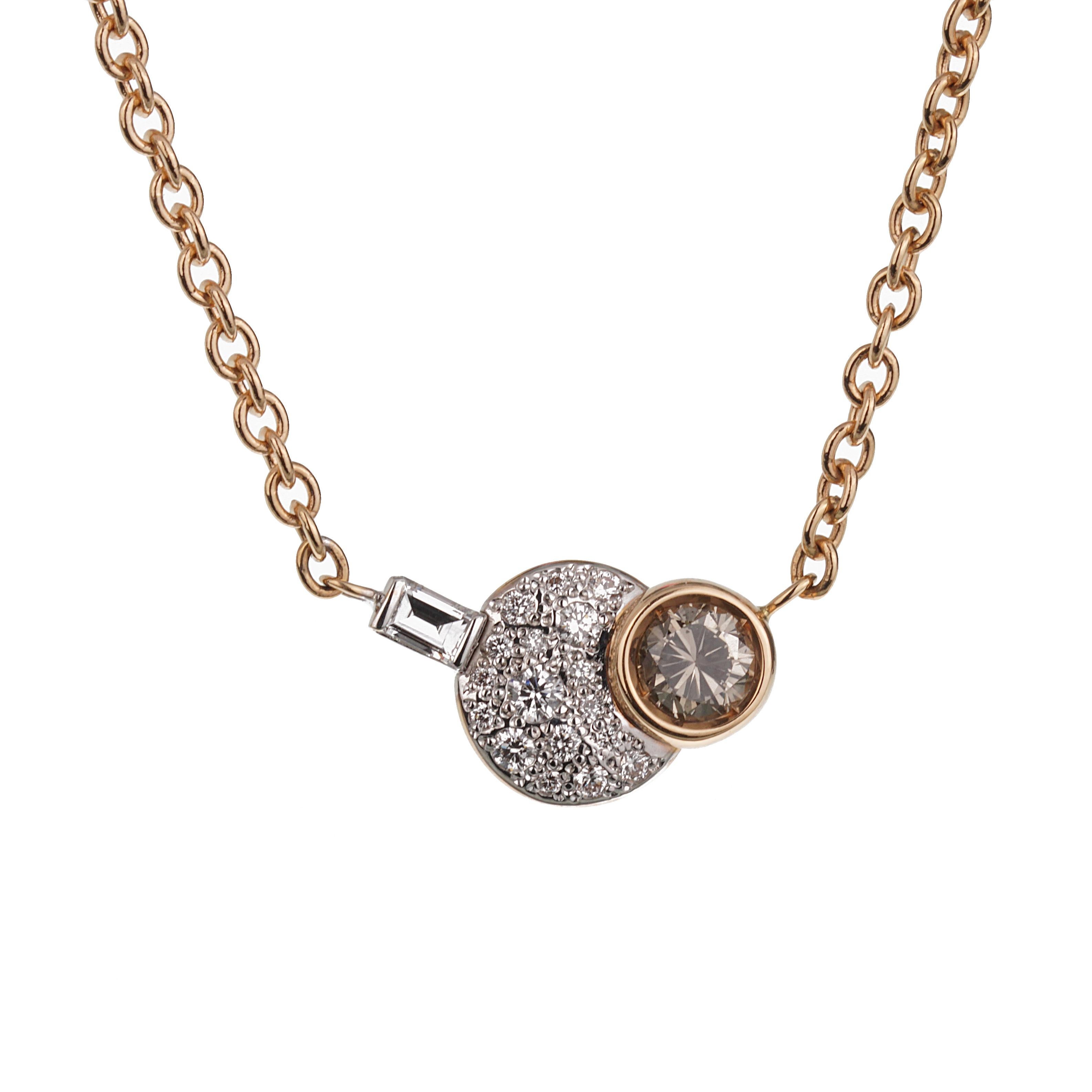 Taglio rotondo Collana con ciondolo in oro rosa 18k di Pomellato Sabbia Diamond in vendita