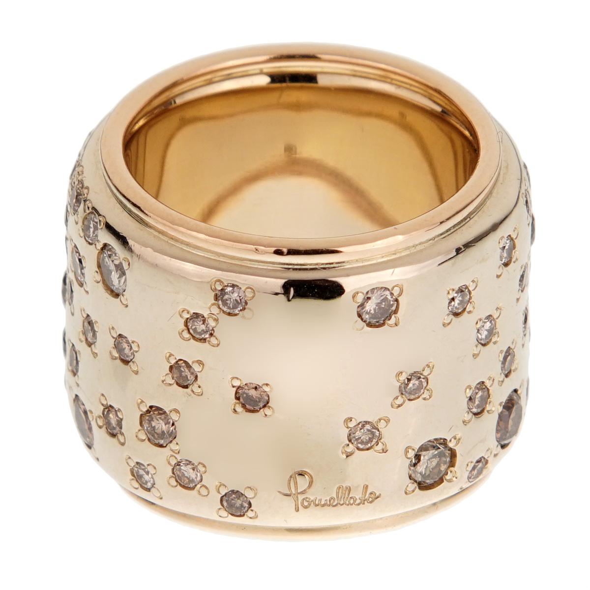 Round Cut Pomellato Sabbia Diamond Band Gold Ring