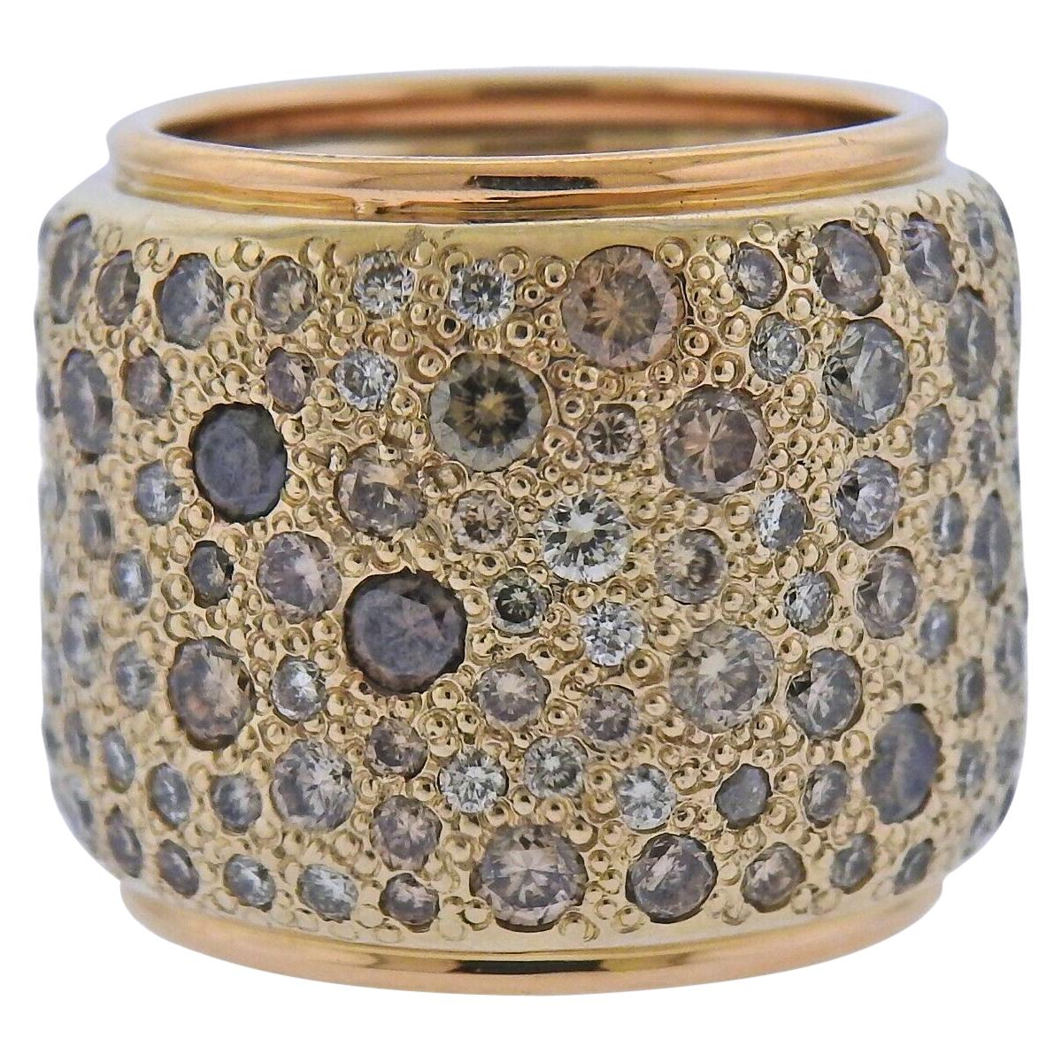 Pomellato Sabbia Fancy Diamond Gold Wide Band Ring