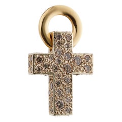 Pomellato Sabbia Gelbgold Cross Anhänger Halskette mit ausgefallenen Diamanten