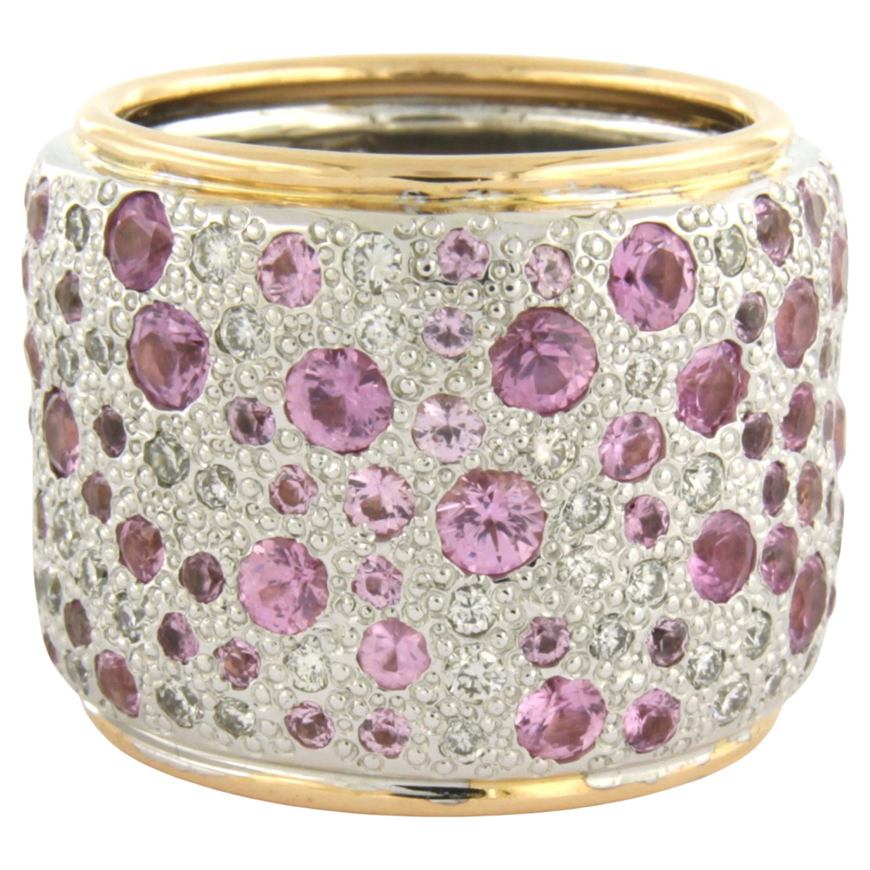 Pomellato SABIA Bague en or 18k avec saphir rose et diamants taille brillant en vente