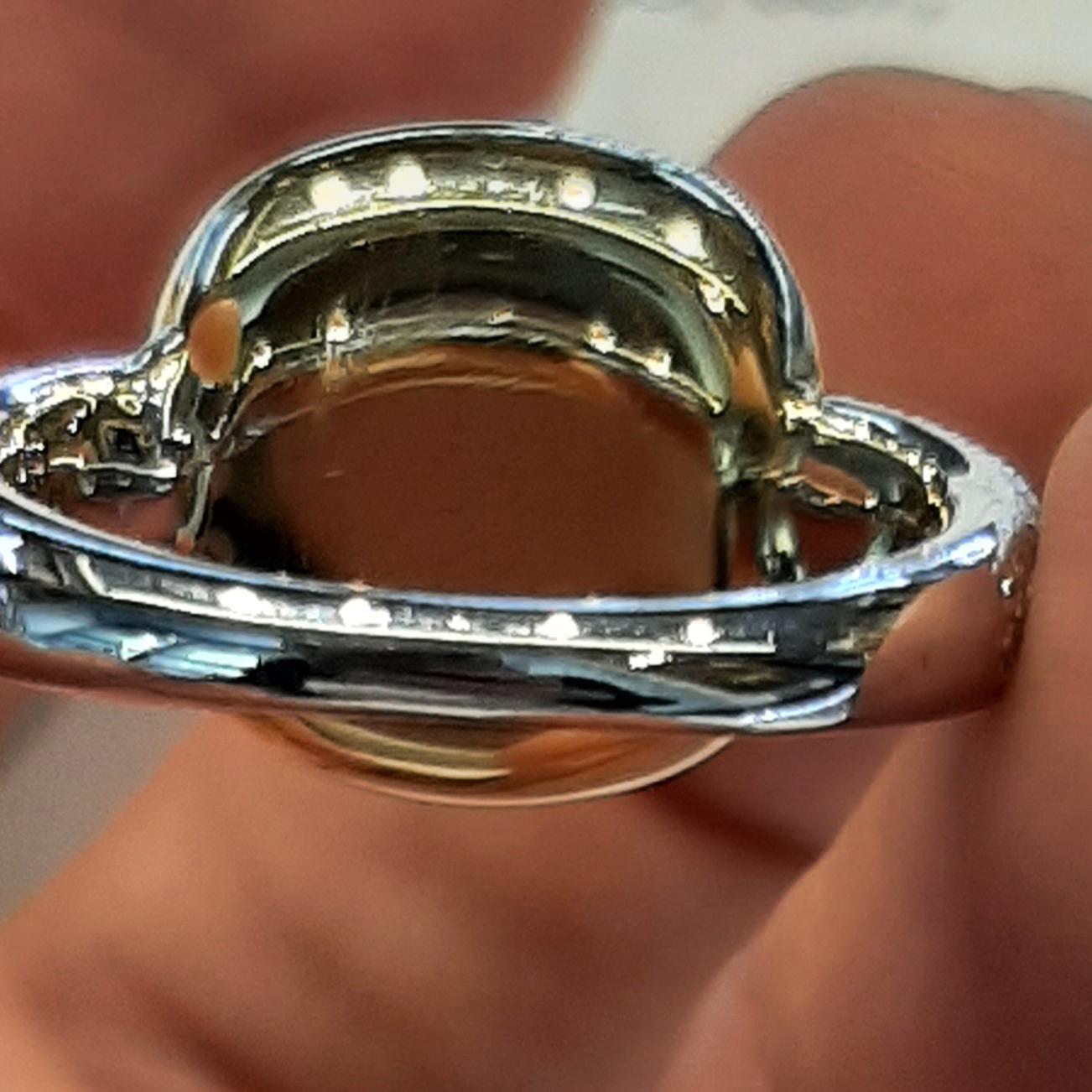 Brilliant Cut Pomellato Sherazade Ring in 18k White and Yellow Gold Diamonds and Peridots